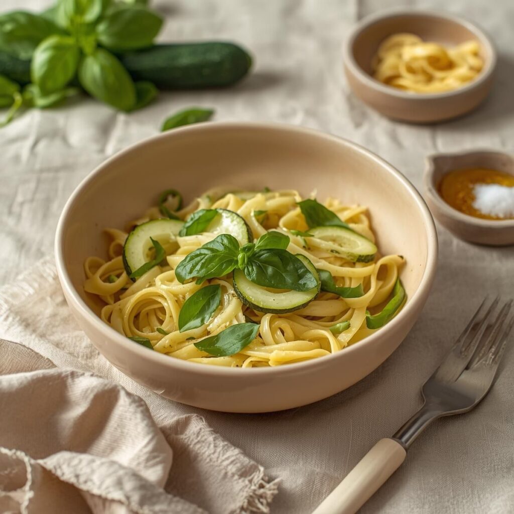 Zucchini & Basil Olive Oil Pasta Bowl